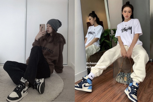 Kết hợp với Hoodie/áo phông oversized công thức phối đồ cá tính, giúp nàng nổi bật