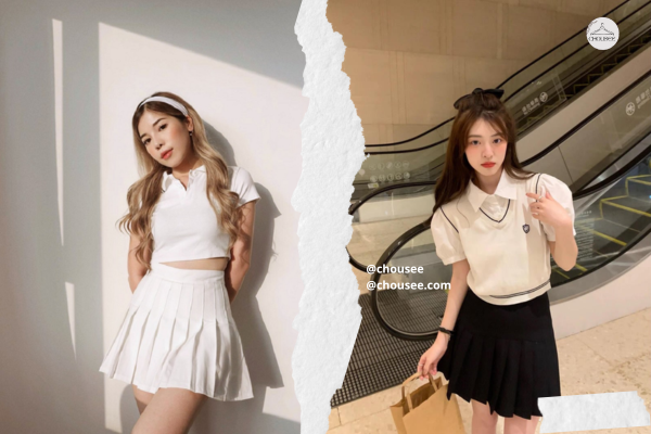 7+ phối đồ với áo thun có cổ nữ chuẩn style Hàn Quốc 10 Tạo nên vẻ ngoài năng động, ngọt ngào đúng chuẩn style Hàn Quốc